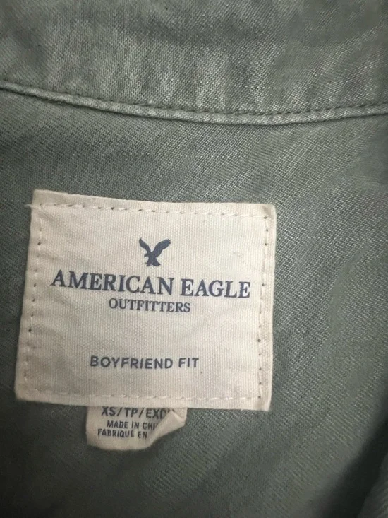 American Eagle Outfitters olive green Boyfriend Shirt - Picture 2 of 3